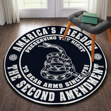 America's Freedom ~ Right To Bear Arms ~ The Second Amendment Living Room Round Mat Circle Rug 07372