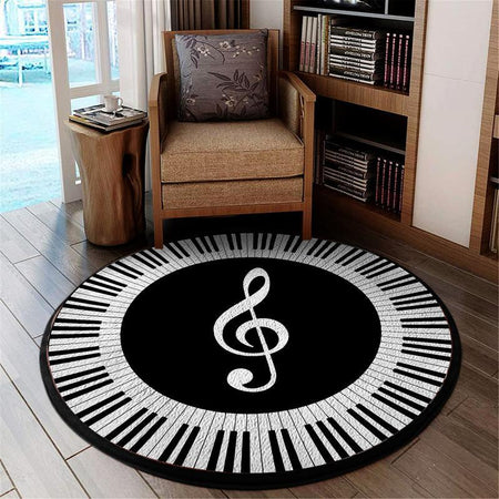 Piano Room Living Room Round Mat Circle Rug 06179