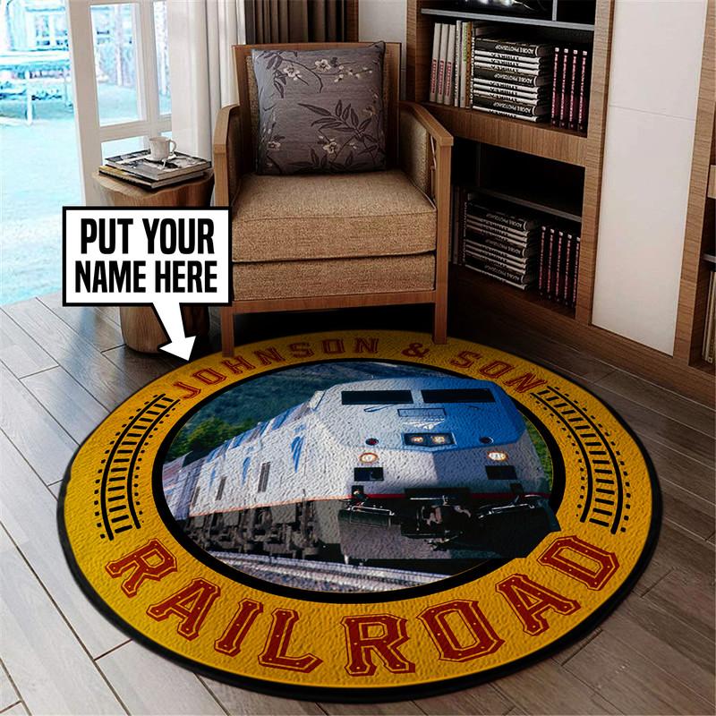 Personalized Amtrak Railway Railroad Living Room Round Mat Circle Rug 05264