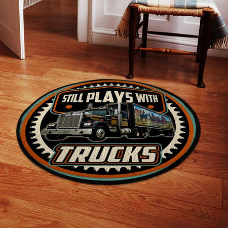 Still Play With Trucks Kenworth Living Room Round Mat Circle Rug 05367