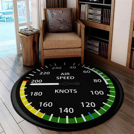 Aircraft Living Room Round Mat Circle Rug Airspeed Aviation Aircraft Indicator 04199