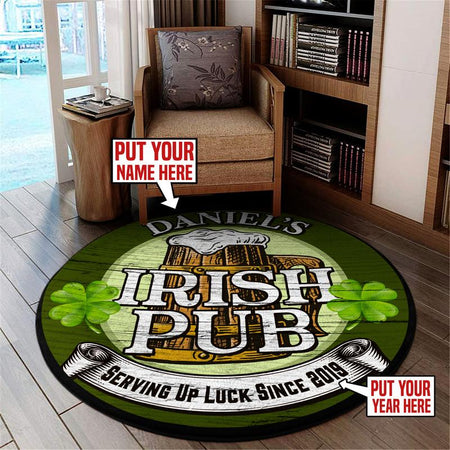 Personalized Irish Pub Living Room Round Mat Circle Rug 06250