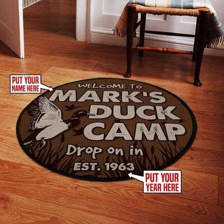 Personalized Welcome To Duck Camp Living Room Round Mat Circle Rug 06161