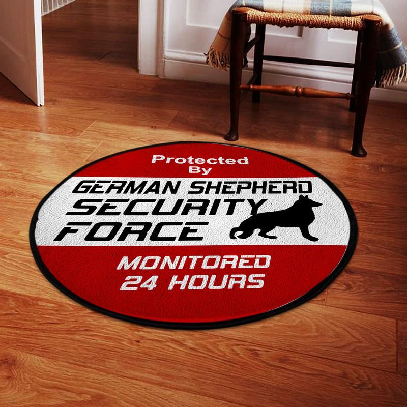 Protected By German Shepherd Security Force Living Room Round Mat Circle Rug 05871