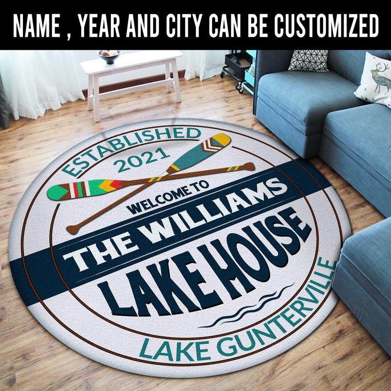 Personalized Lake House Living Room Round Mat Circle Rug 07051