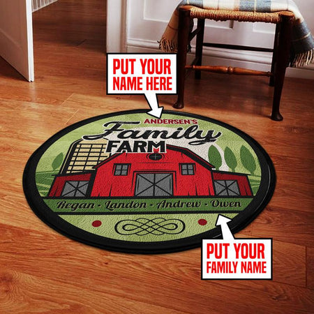 Personalized Barn Sign Living Room Round Mat Circle Rug 06375