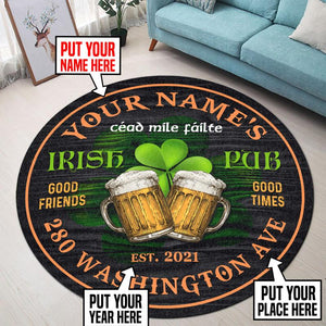 Personalized Irish Pub Living Room Round Mat Circle Rug 07001