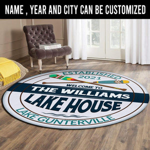 Personalized Lake House Living Room Round Mat Circle Rug 07051