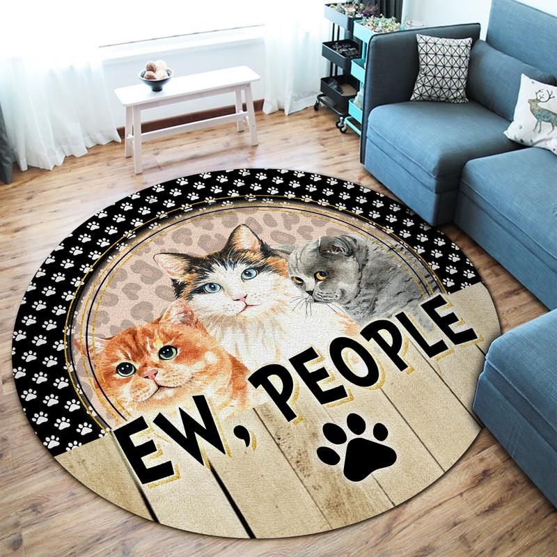 Ew People Cat Living Room Round Mat Circle Rug 07245