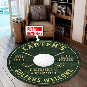 Personalized Golf 19th Hole Club Living Room Round Mat Circle Rug 07037