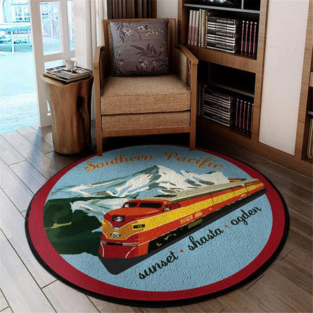 Southern Pacific Railroad Living Room Round Mat Circle Rug 05182