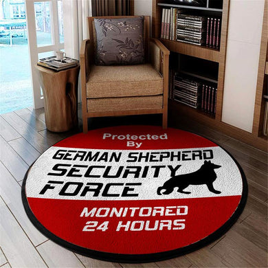 Protected By German Shepherd Security Force Living Room Round Mat Circle Rug 05871