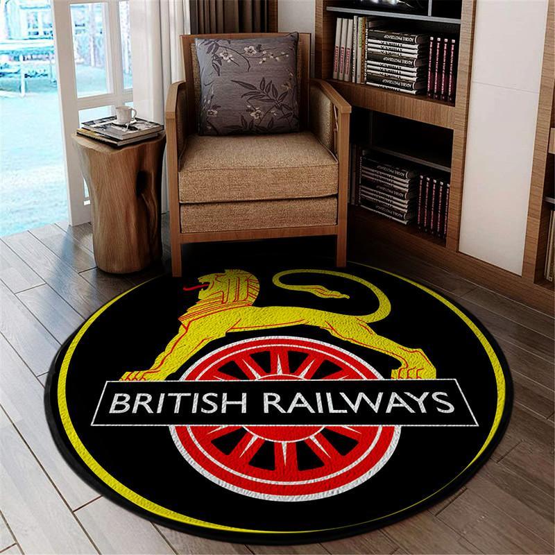 British Railways Reproduction Railroad Living Room Round Mat Circle Rug 05132