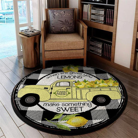 When Life Gives You Lemons Make Something Sweet Living Room Round Mat Circle Rug 05761