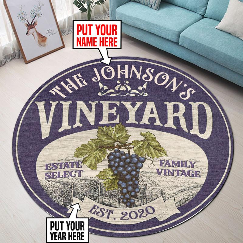 Personalized Vineyard Winery Living Room Round Mat Circle Rug 07045