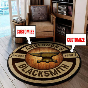 Personalized Anvil Hammer Blacksmith Living Room Round Mat Circle Rug 05384