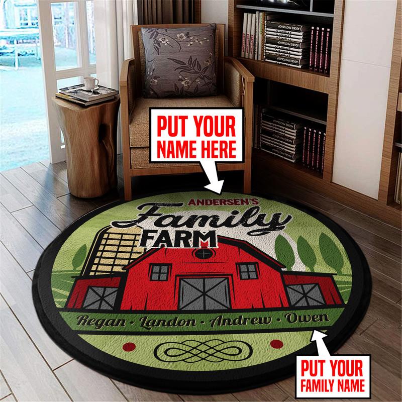 Personalized Barn Sign Living Room Round Mat Circle Rug 06375