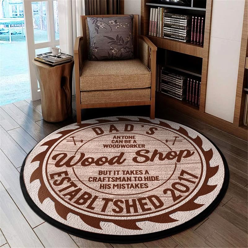 Personalized Woodshop Living Room Round Mat Circle Rug 05403