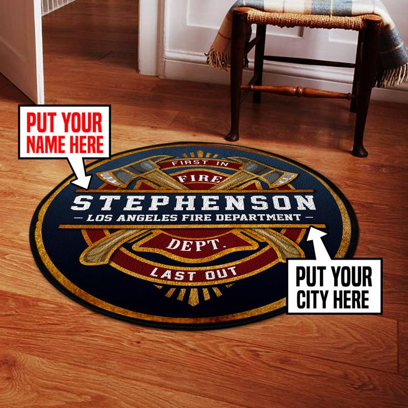 Personalized Firefighter Brotherhood Living Room Round Mat Circle Rug 05880