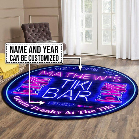 Personalized Tiki Bar Living Room Round Mat Circle Rug 07217