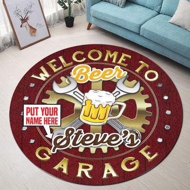 Personalized Garage Bar Living Room Round Mat Circle Rug 06723