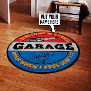 Personalized Welcome To Garage Living Room Round Mat Circle Rug 05329