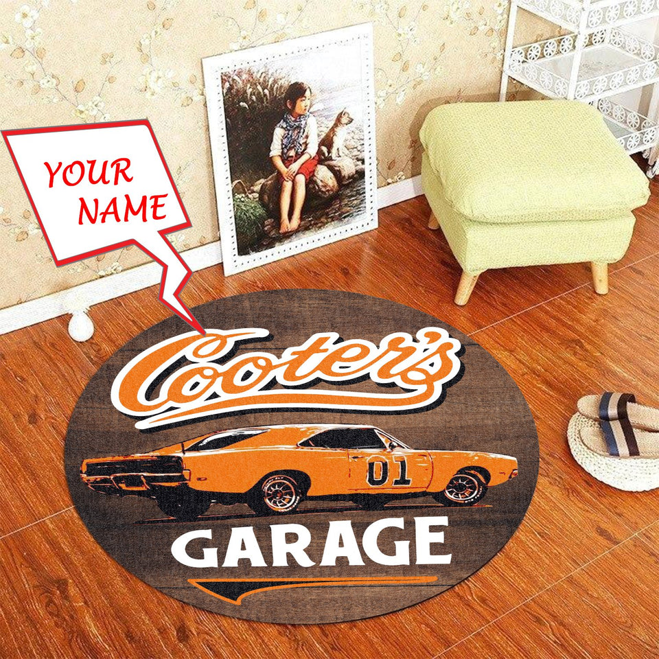 Personalized General Lee The Dukes Of Hazzard Cooter's Garage Living Room Round Mat Circle Rug 05276