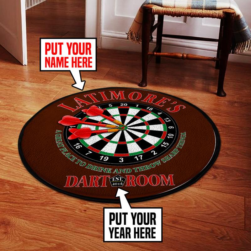 Personalized Dart Room Living Room Round Mat Circle Rug 06356