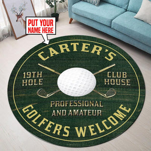 Personalized Golf 19th Hole Club Living Room Round Mat Circle Rug 07037