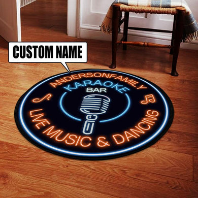 Personalized Karaoke Bar Living Room Round Mat Circle Rug 06976