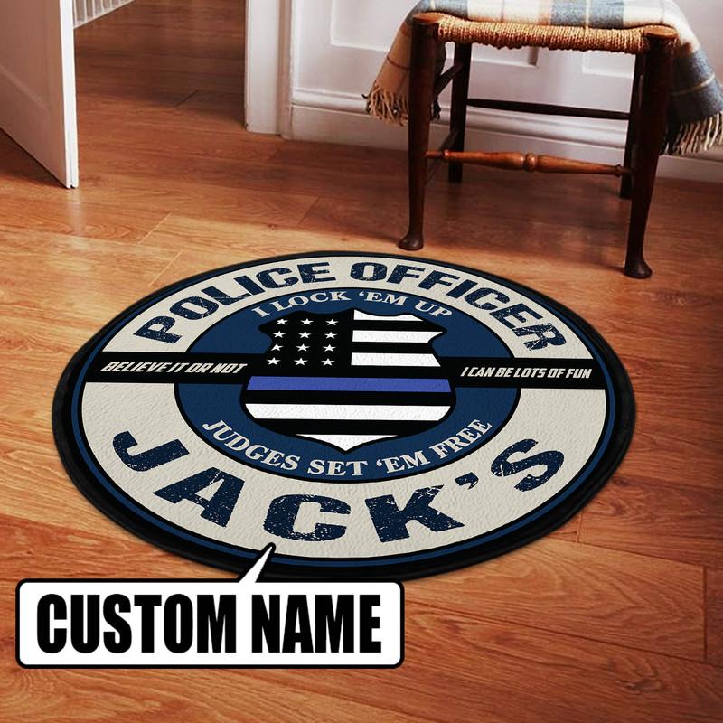 Personalized Police Officer Living Room Round Mat Circle Rug 07004