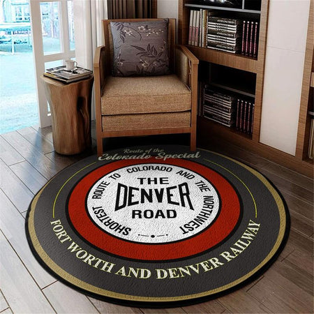 Fwdrr Living Room Round Mat Circle Rug Fort Worth & Denver Railroad 04786