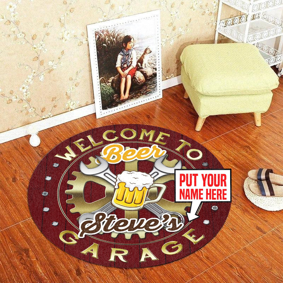 Personalized Garage Bar Living Room Round Mat Circle Rug 06723