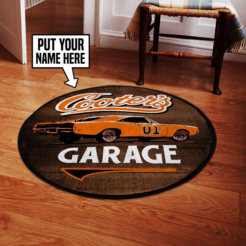 Personalized General Lee The Dukes Of Hazzard Cooter's Garage Living Room Round Mat Circle Rug 05276