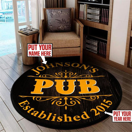 Personalized Pub Living Room Round Mat Circle Rug 06206