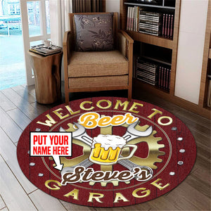 Personalized Garage Bar Living Room Round Mat Circle Rug 06723