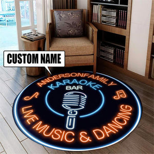 Personalized Karaoke Bar Living Room Round Mat Circle Rug 06976