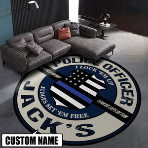 Personalized Police Officer Living Room Round Mat Circle Rug 07004