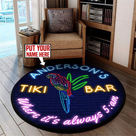 Tiki Bar Living Room Round Mat Circle Rug 06487