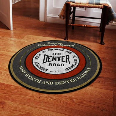 Fwdrr Living Room Round Mat Circle Rug Fort Worth & Denver Railroad 04786