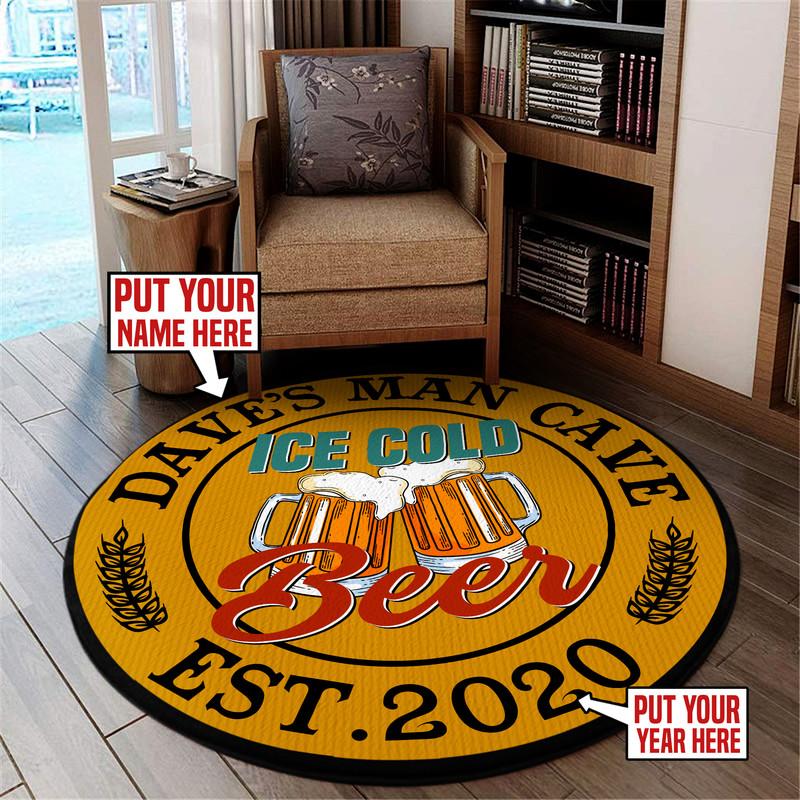 Personalized Beer Man Cave Living Room Round Mat Circle Rug 06201