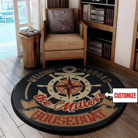 Personalized Welcome Aboard Living Room Round Mat Circle Rug 05388