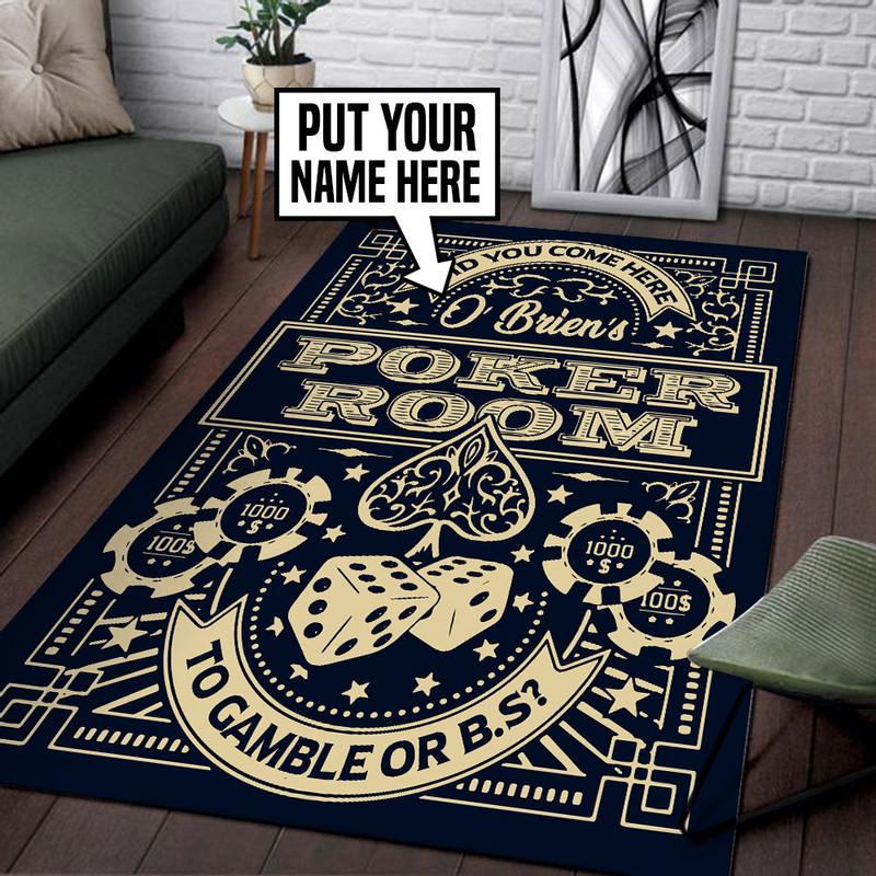 Personalized Poker Game Room Living Room Round Mat Circle Rug 06139