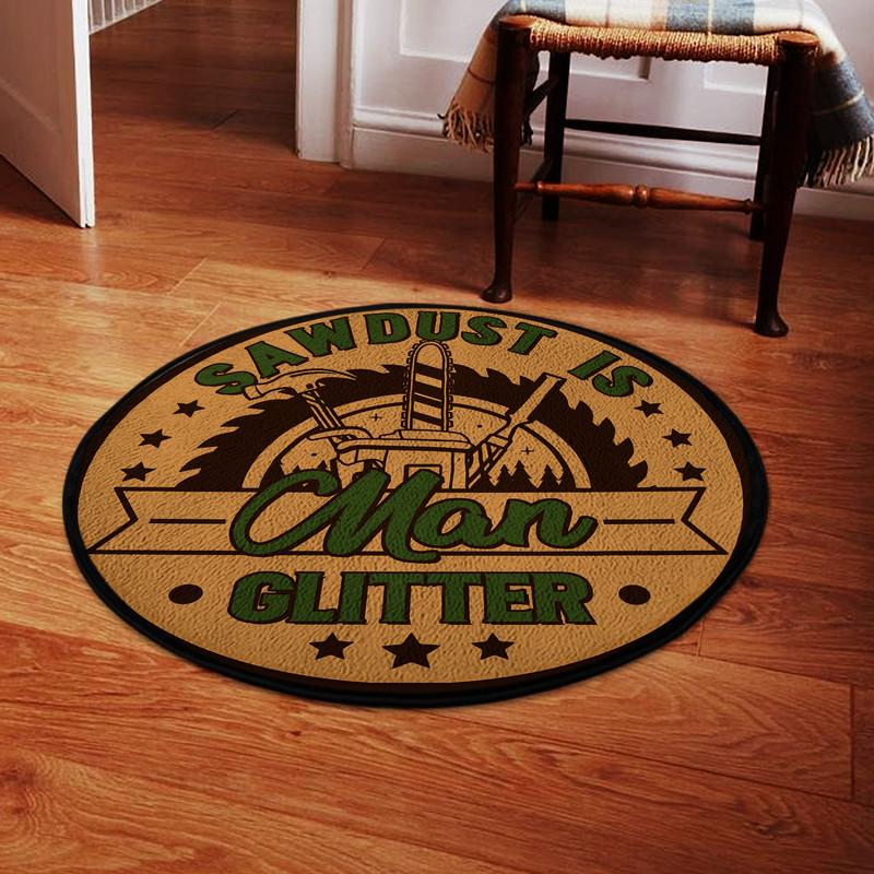 Sawdust I Man Glitter Living Room Round Mat Circle Rug 05496