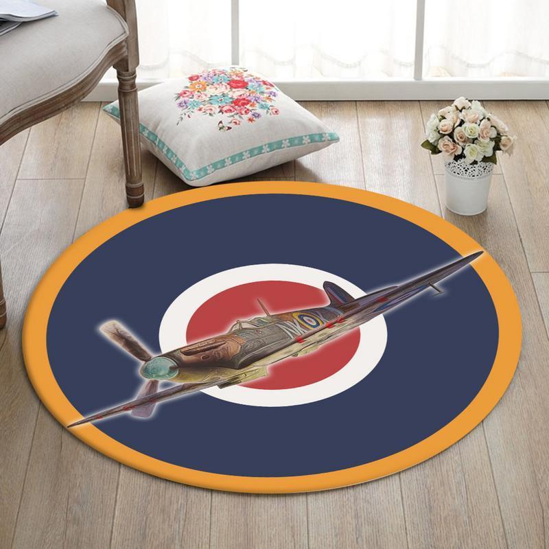 Supermarine Living Room Round Mat Circle Rug Supermarine Spitfire 02705