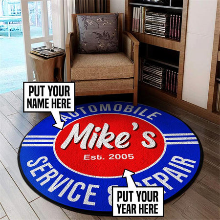 Personalized Automotive Repair Shop Living Room Round Mat Circle Rug 05317