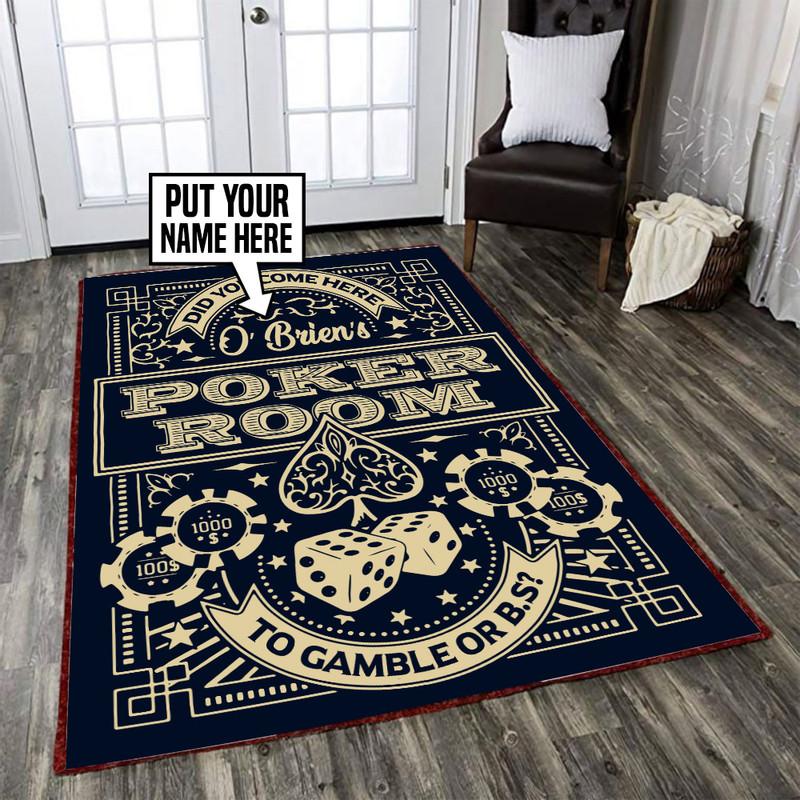 Personalized Poker Game Room Living Room Round Mat Circle Rug 06139