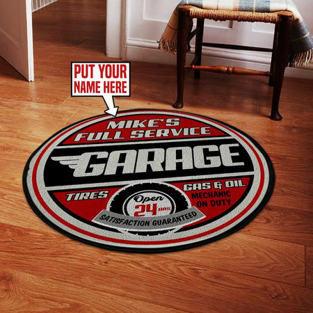 Personalized Garage Full Service Living Room Round Mat Circle Rug 06483