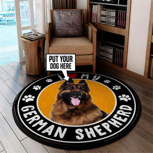 Personalized I Love My German Shepherd Living Room Round Mat Circle Rug 05417