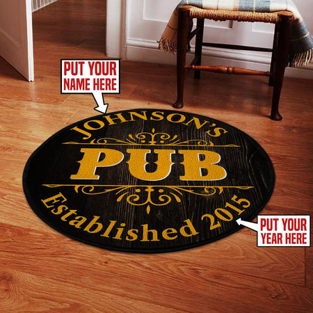 Personalized Pub Living Room Round Mat Circle Rug 06206